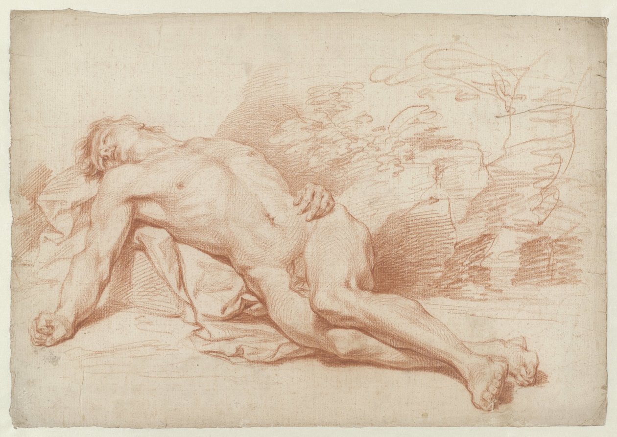 Liggende naken mann av Cornelis Joseph d