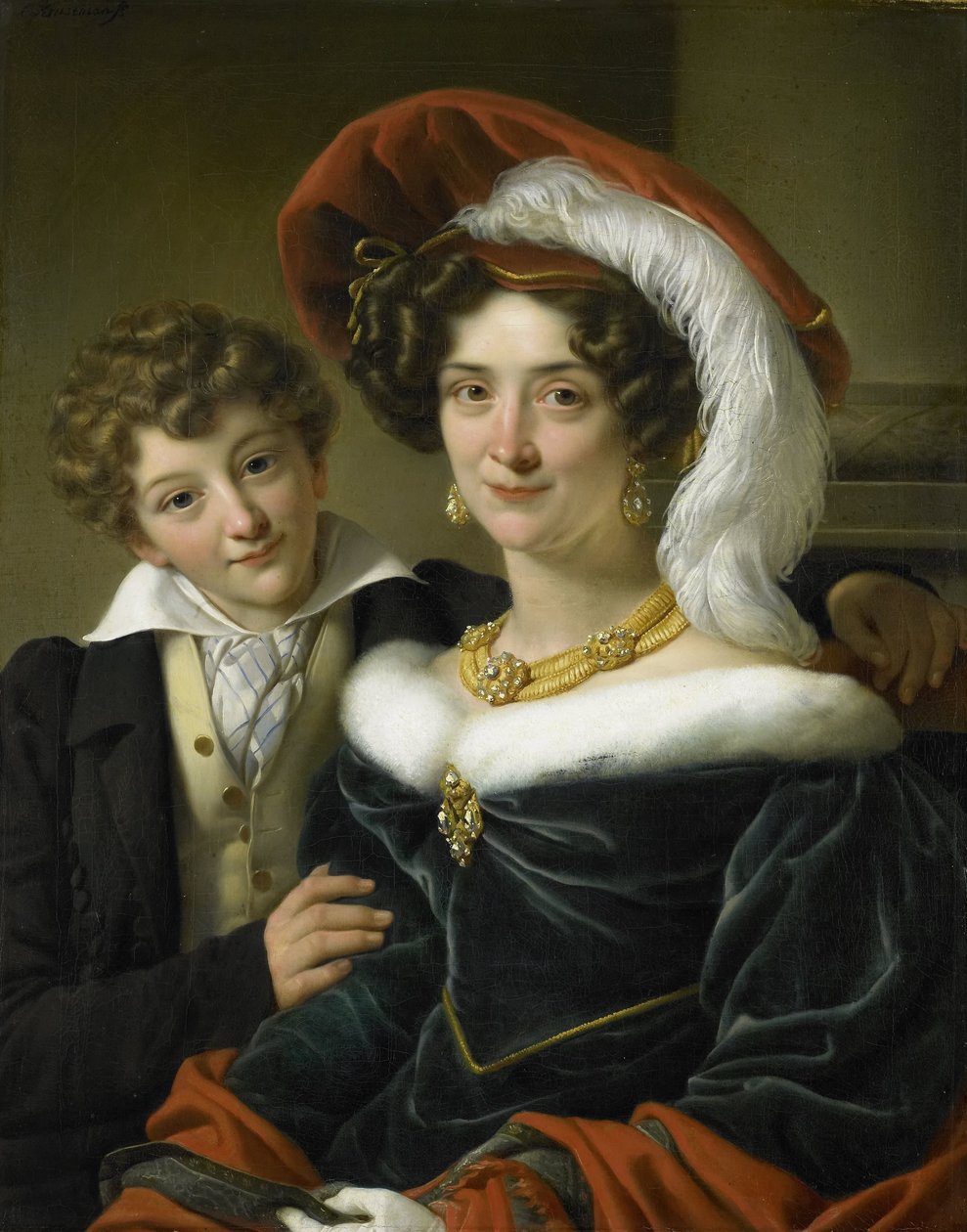Rudolphina Wilhelmina Elizabeth de Sturler (1798-1873), andre kone til grev Johannes van den Bosch, med deres sønn Richard Leeuwenhart av Cornelis Kruseman (attributed to workshop of)