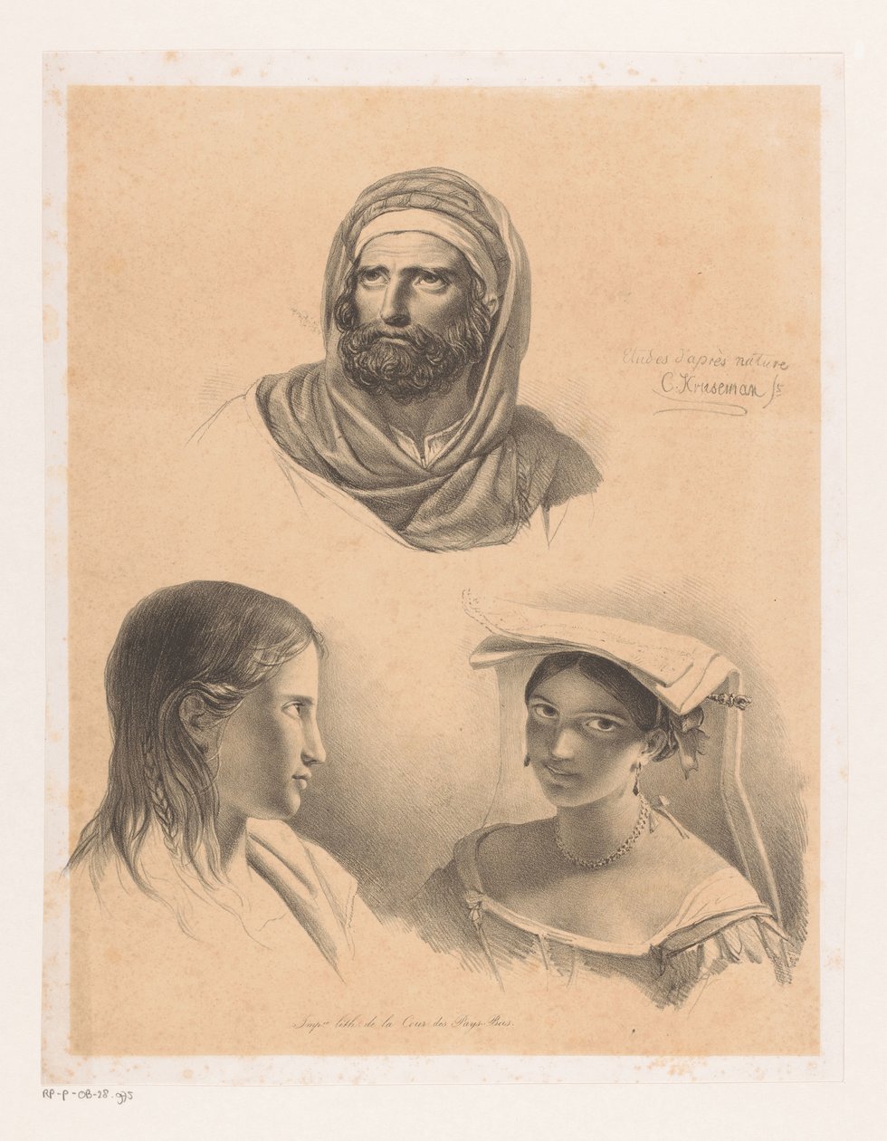 Tre portretter av Cornelis Kruseman