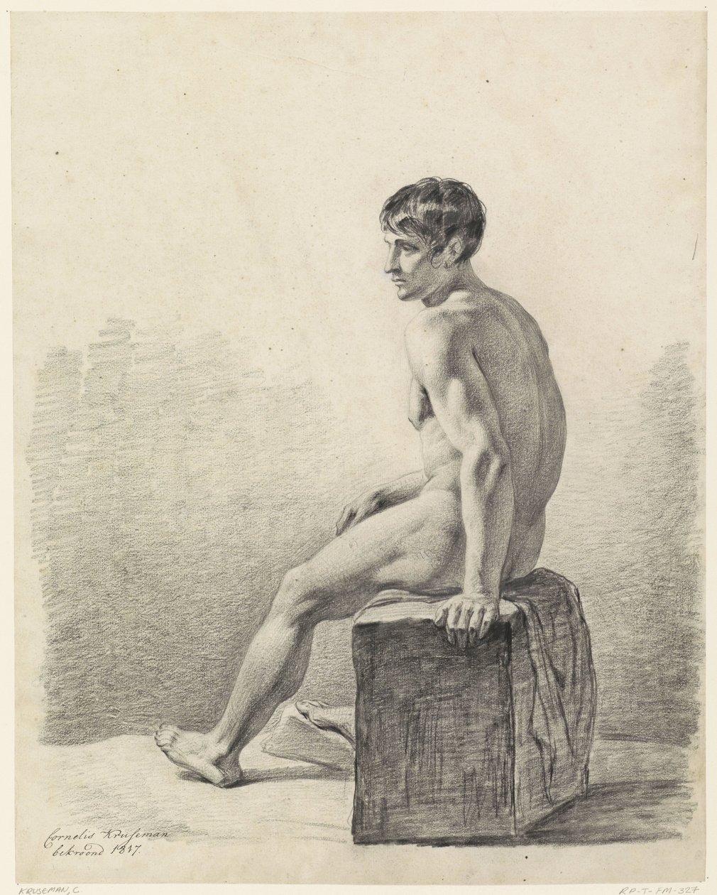 Sittende mannlig akt av Cornelis Kruseman