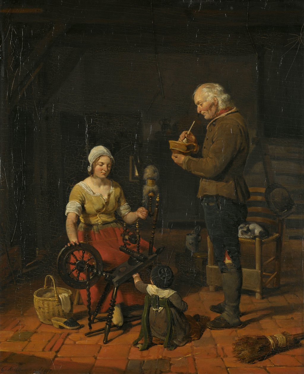 Bondefamilie i hytten deres av Cornelis Kruseman
