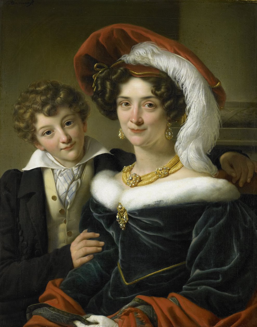Rudolphina Wilhelmina Elizabeth de Sturler (1798-1873), andre kone til grev Johannes van den Bosch, med deres sønn Richard Leeuwenhart, 1829 av Cornelis Kruseman