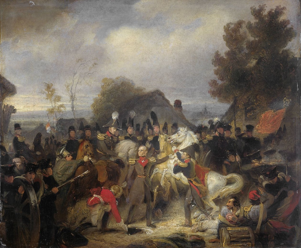 Prinsen av Oransje skifter sin sårede hest under forlovelsen på Boutersem av Cornelis Kruseman