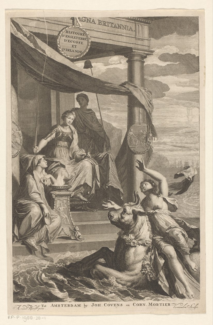Kidnapping av Europa sett av Britannia Tittelside for: Isaac de Larrey, Histoire d