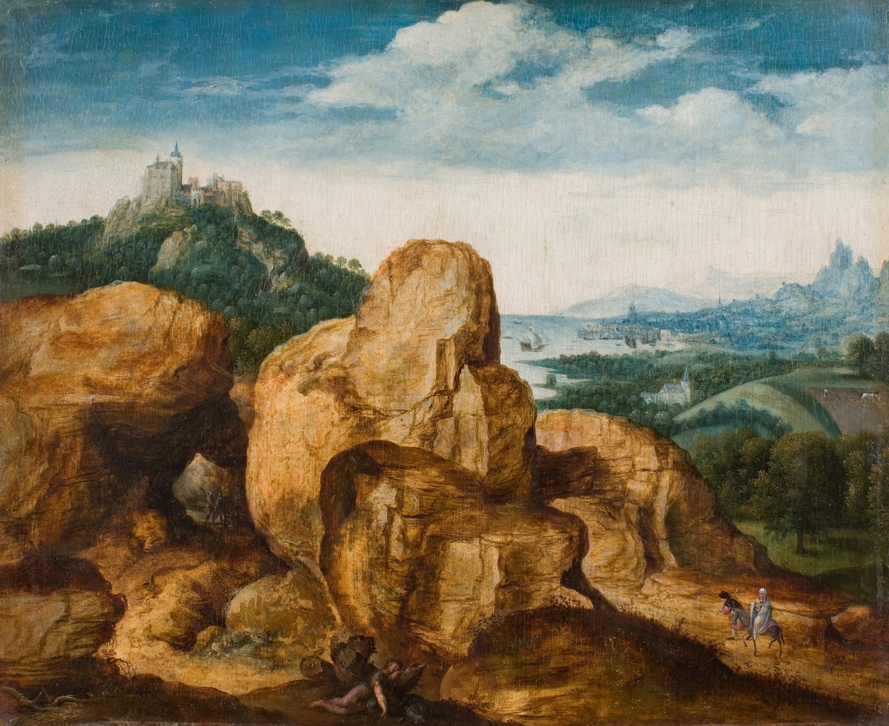 Landskap med flukt til Egypt, ca 1545 av Cornelis Massys