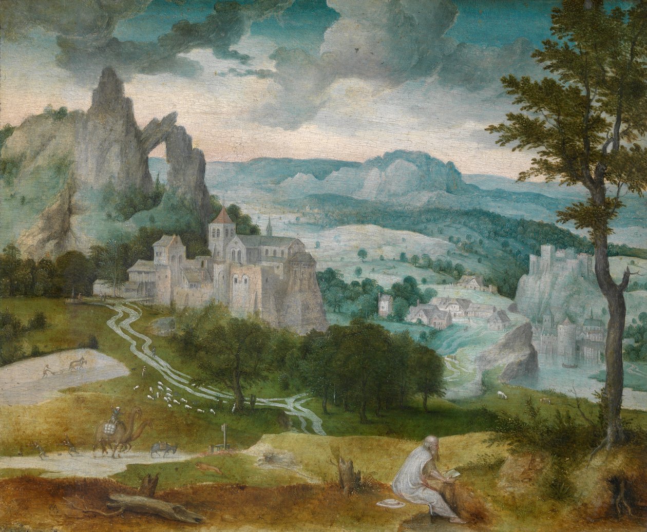 Landskap med den hellige Jerome av Cornelis Massys