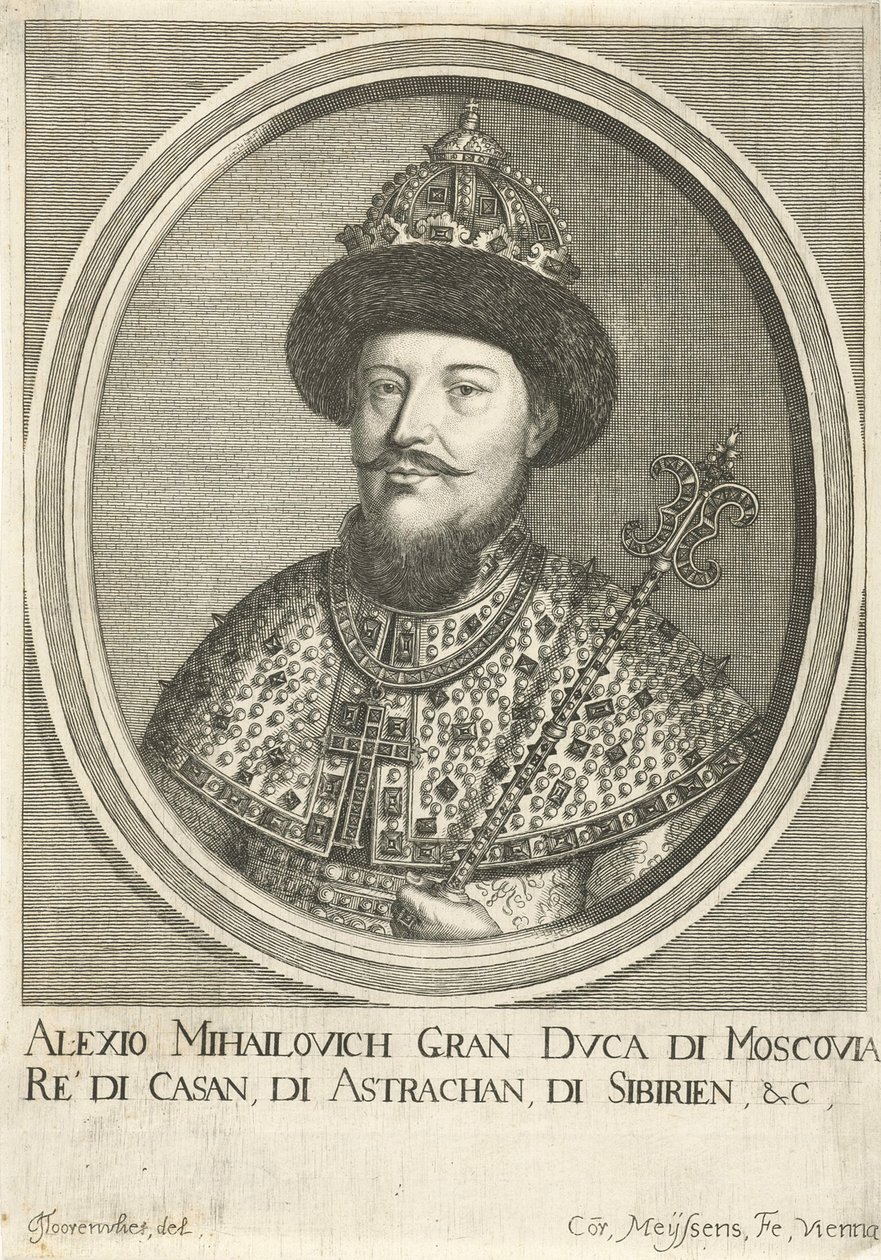 Portrett av tsaren Alexis I Mikhailovich av Russland 1629-1676, 1670 av Cornelis Meyssens