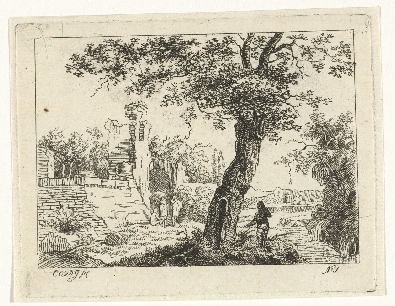 Landskap med ruin av Cornelis Ouboter van der Griendt