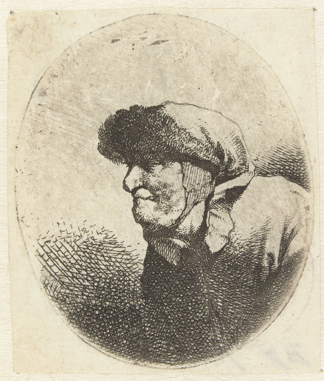 Byste av en gammel kvinne, i profil av Cornelis Pietersz. Bega