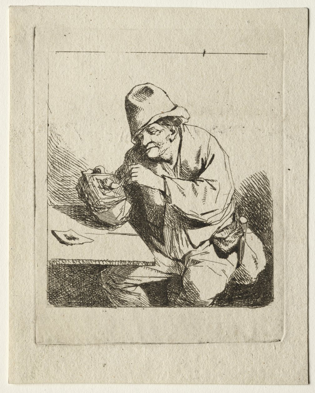 Bonde som tenner røret sitt av Cornelis Pietersz Bega