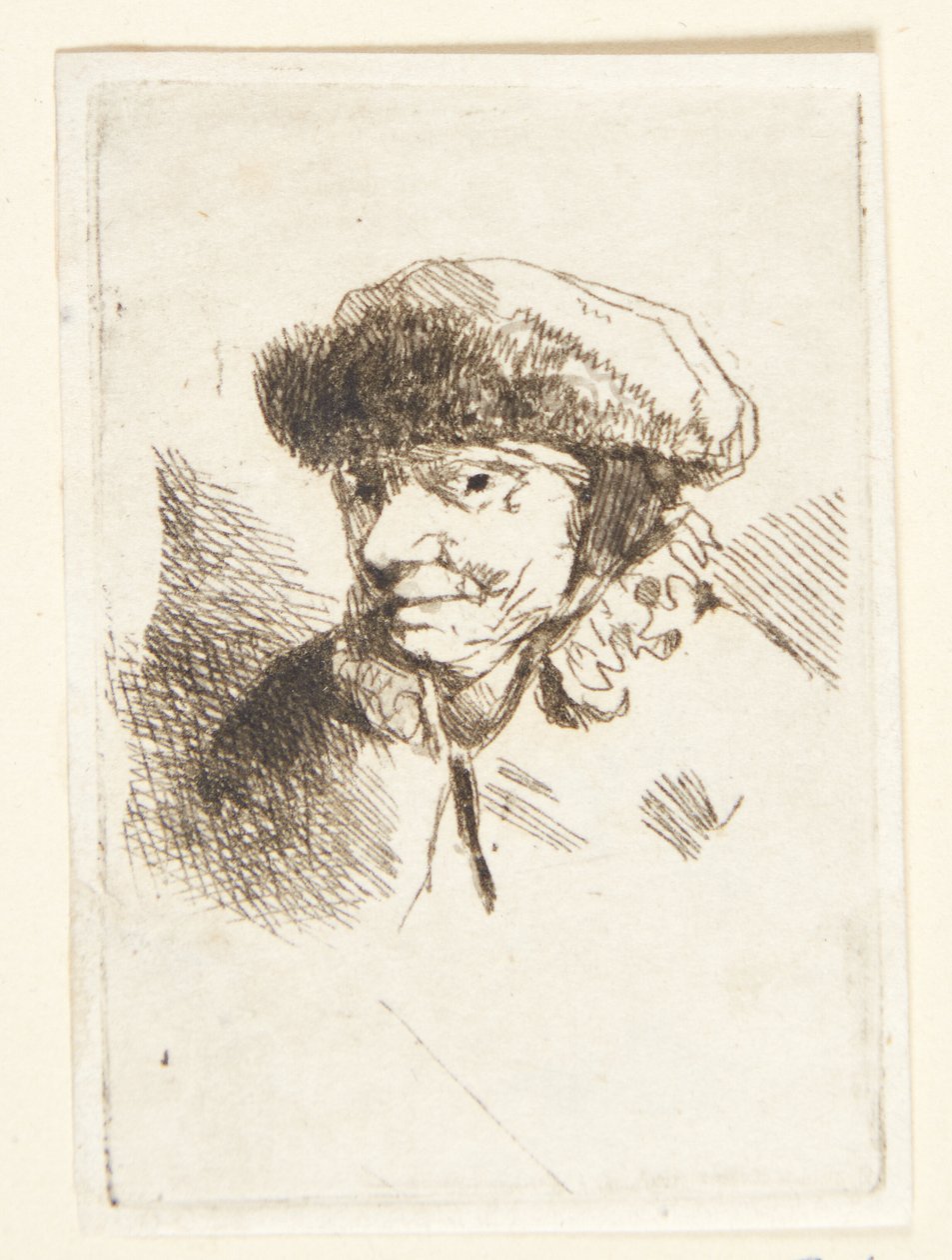 Smilende gammel kvinne med pelslue av Cornelis Pietersz Bega