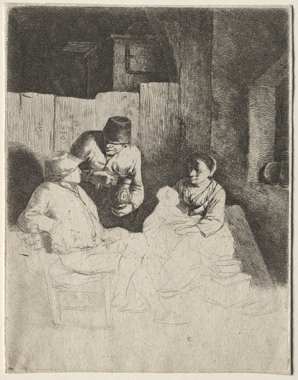 Moren sitter i et vertshus, midten av 1600-tallet. av Cornelis Pietersz Bega