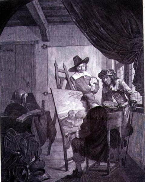 Patronen og maleren, etter et maleri fra 1600-tallet av Cornelis Bega, 1700-tallet av Cornelis Pietersz Bega