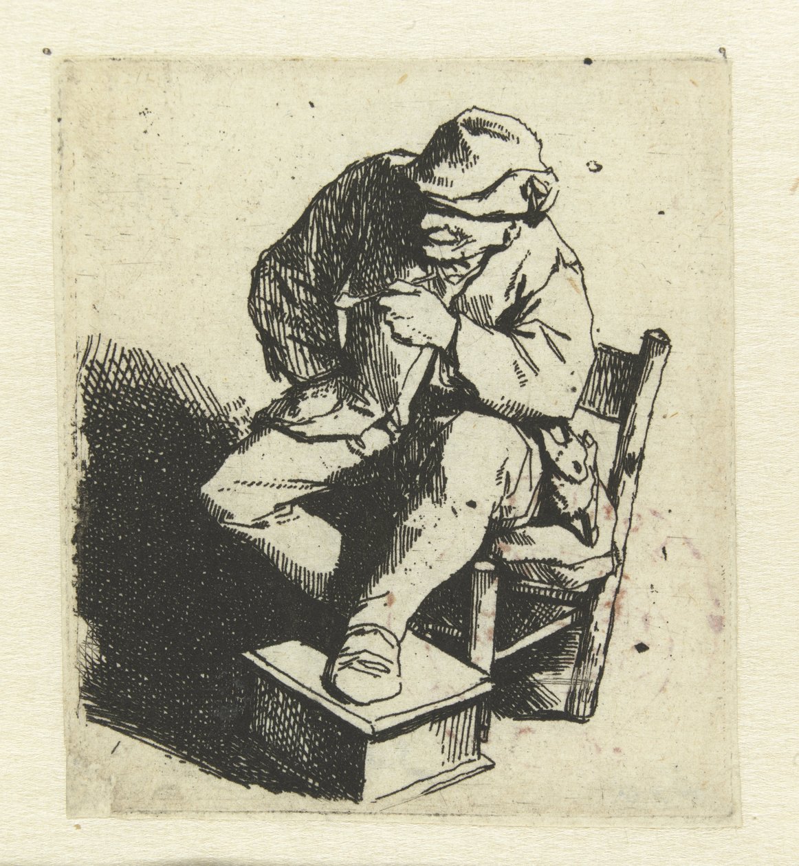 Sittende bonde med pipe i venstre hånd av Cornelis Pietersz. Bega
