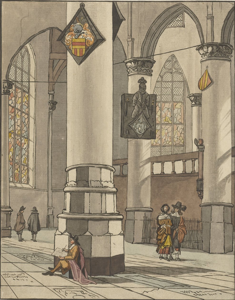 Kerkinterieur av Cornelis Ploos van Amstel (signed by artist)