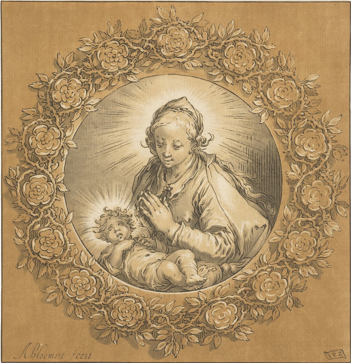 Maria med Kristusbarn Jomfru Maria og Jesusbarnet av Cornelis Ploos van Amstel (signed by artist)