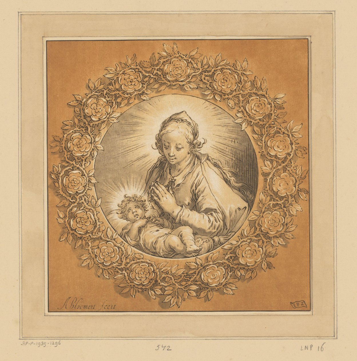 Maria med Kristusbarn av Cornelis Ploos van Amstel (signed by artist)