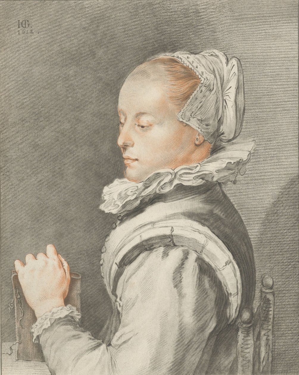 Portrett av en ung kvinne av Cornelis Ploos van Amstel (signed by artist)