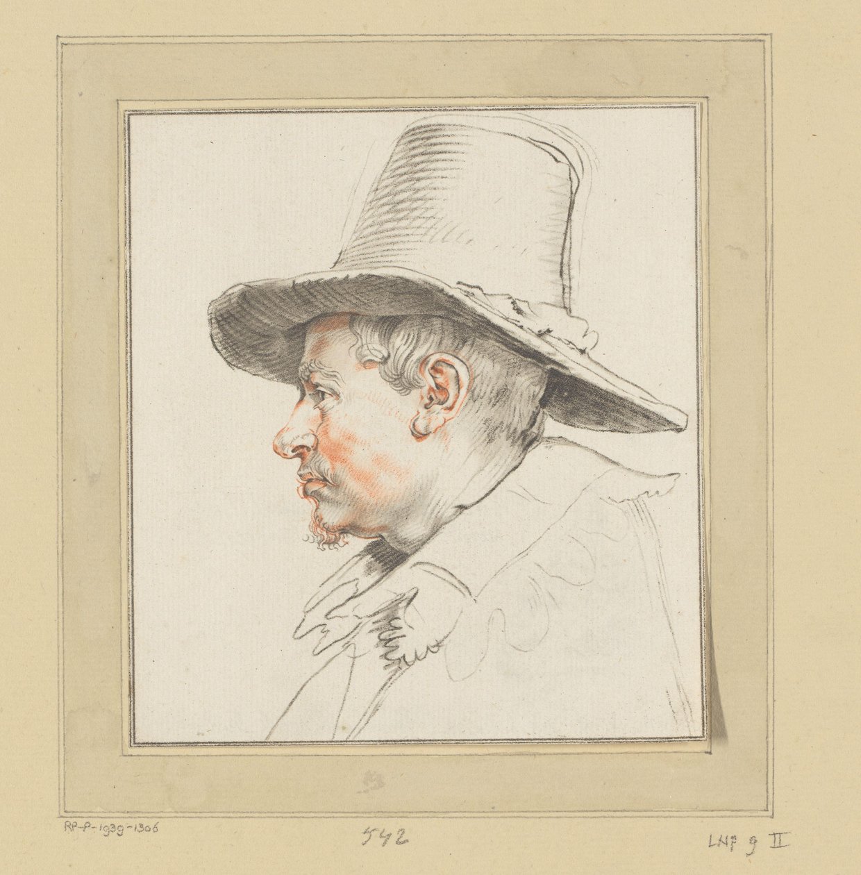 Portrett av en ukjent mann av Cornelis Ploos van Amstel (signed by artist)