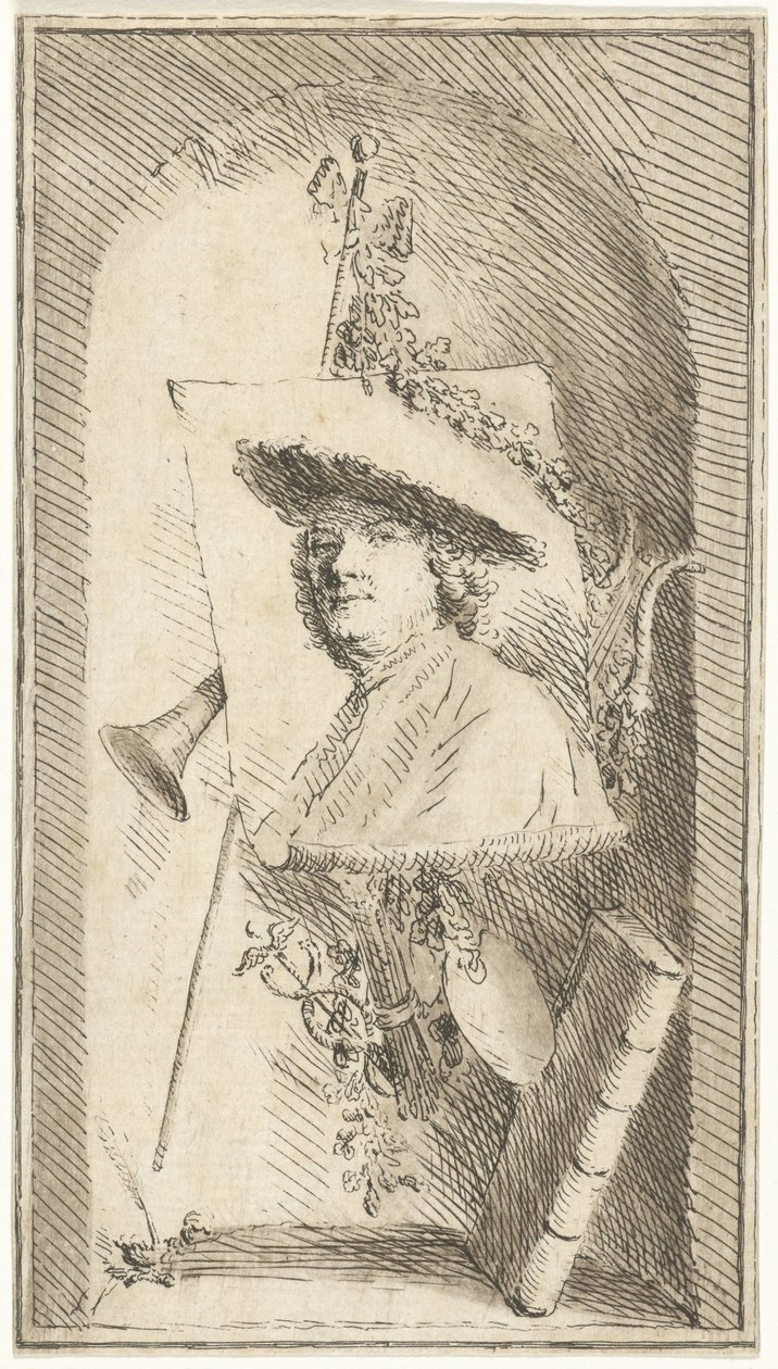 Selvportrett av Cornelis Ploos van Amstel av Cornelis Ploos van Amstel (signed by artist)