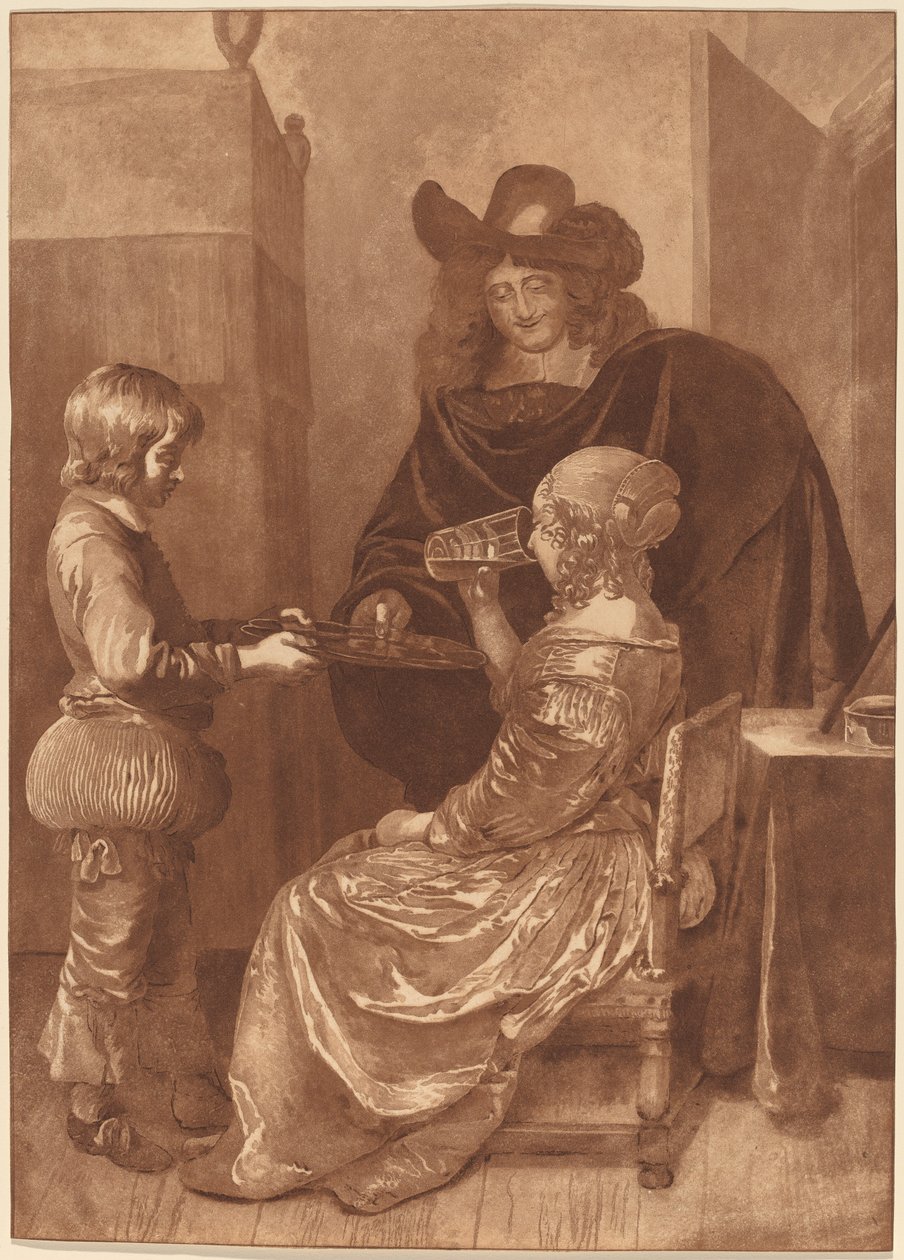 Cavalier og Lady with a Page av Cornelis Ploos van Amstel