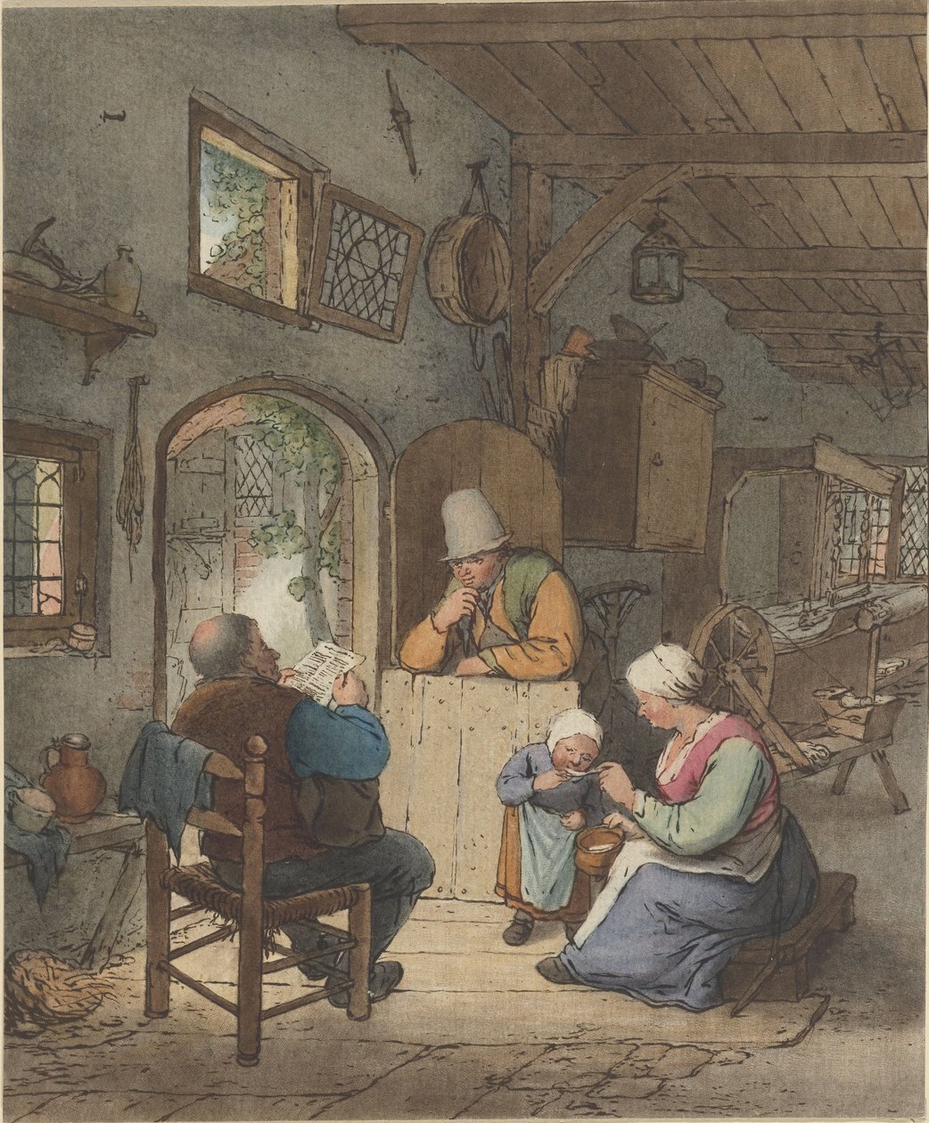 Avisleser i interiør av Cornelis Ploos van Amstel