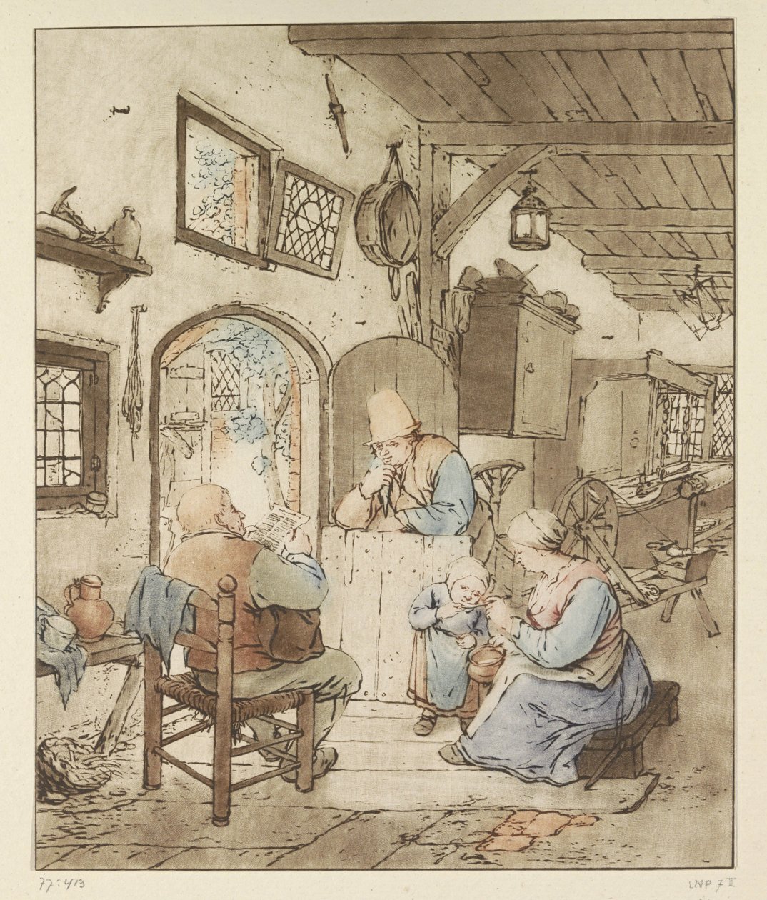 Avisleser i interiør av Cornelis Ploos van Amstel