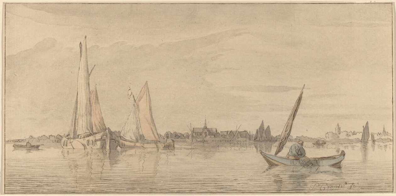 Elv med by av Cornelis Ploos van Amstel