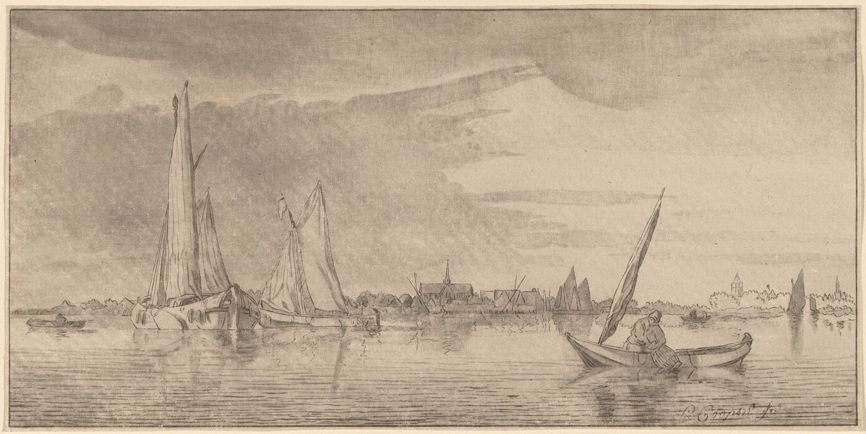 Elv med by av Cornelis Ploos van Amstel