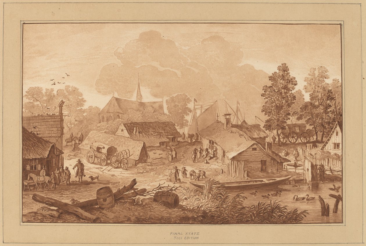 Landsby med tjern av Cornelis Ploos van Amstel