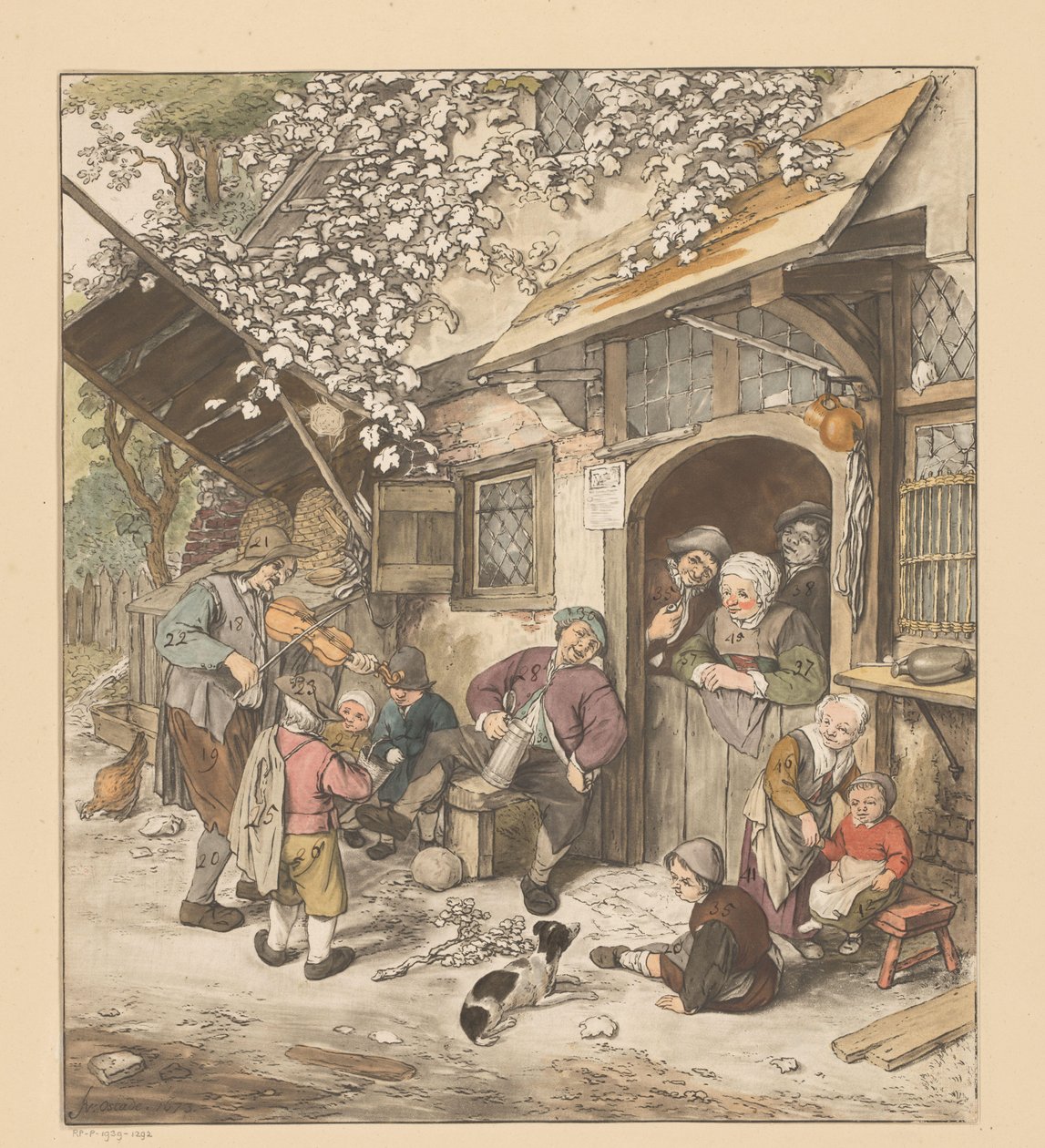 Spelemann foran et vertshus av Cornelis Ploos van Amstel