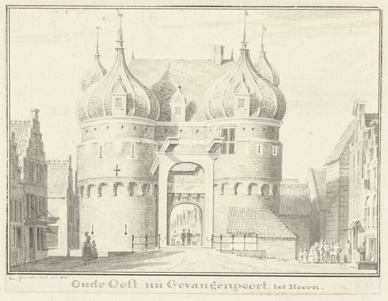 Den gamle Oosterpoort eller Gevangenpoort i Hoorn av Cornelis Pronk