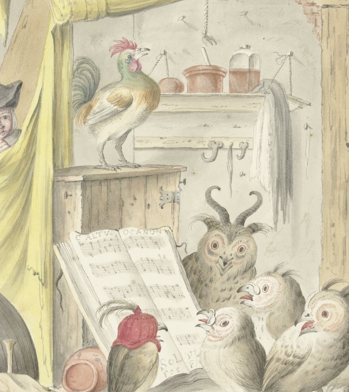 Interiør med fuglekonsert av Cornelis Saftleven (possibly)
