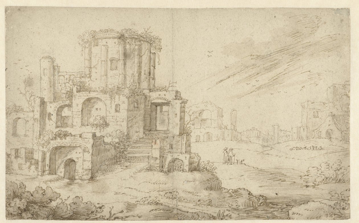 Landskap med gamle ruiner av Cornelis Saftleven