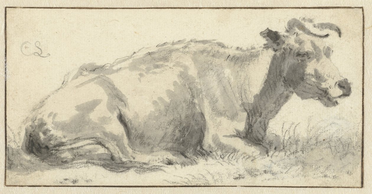 Liggende ku, til høyre av Cornelis Saftleven
