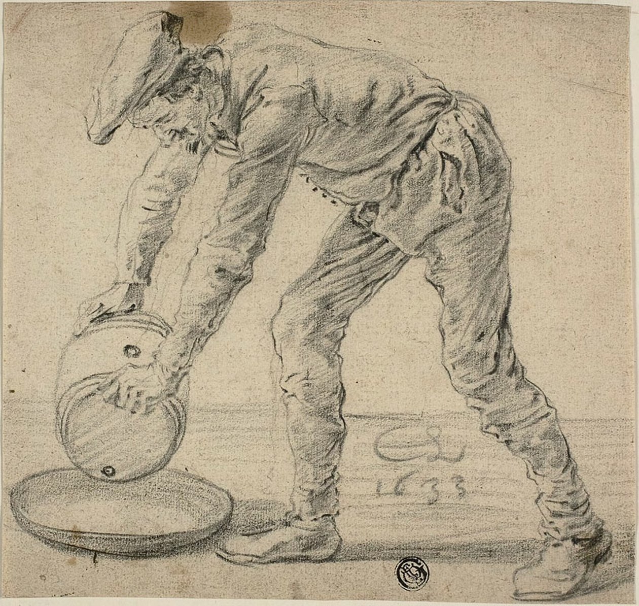 Mann med en tønne av Cornelis Saftleven
