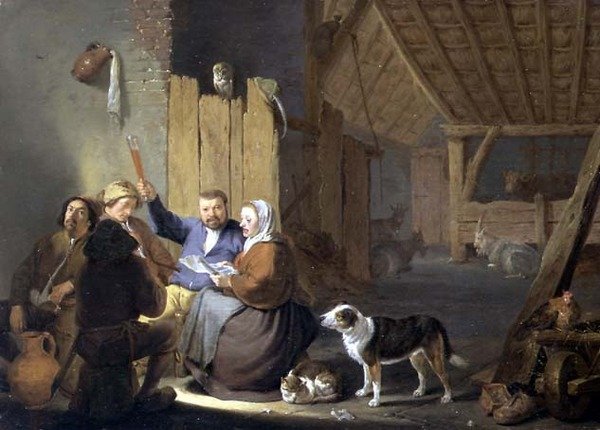 Bonde som drikker i en låve, 1634 av Cornelis Saftleven