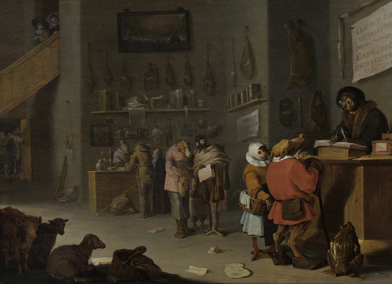 Satire over prosesslystne bønder av Cornelis Saftleven