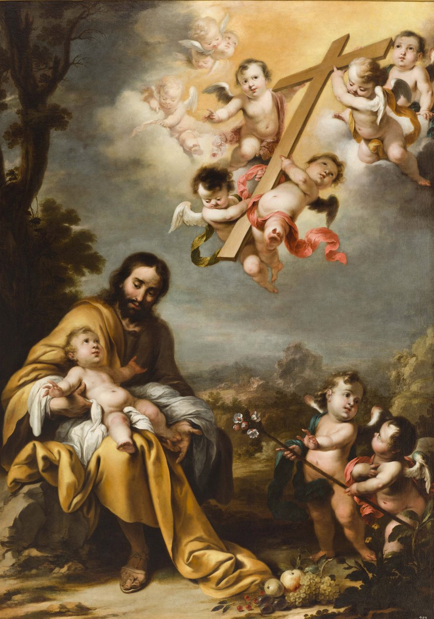 Saint Joseph og Kristusbarnet før det hellige kors, ca. 1670. av Cornelis Schut the Younger