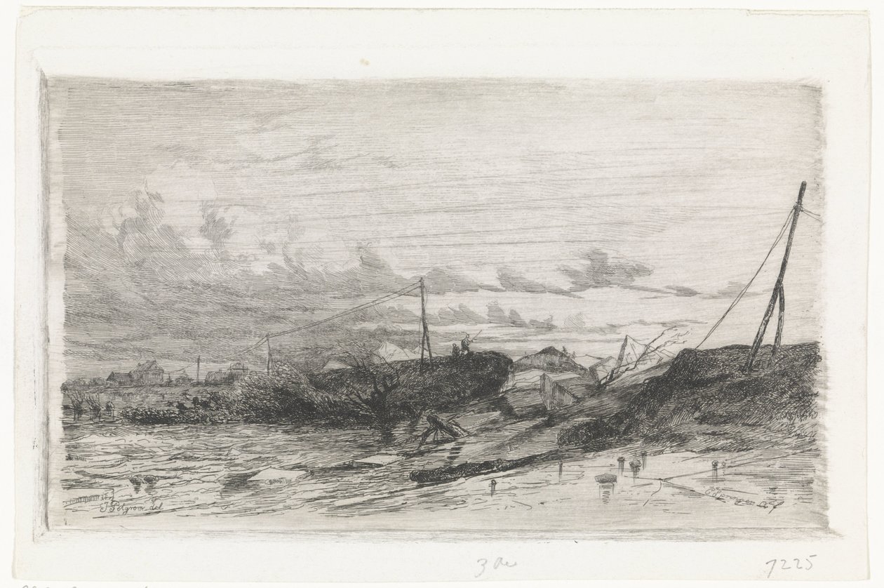 Dikebrudd i Arnhem, 1855 av Cornelis Springer