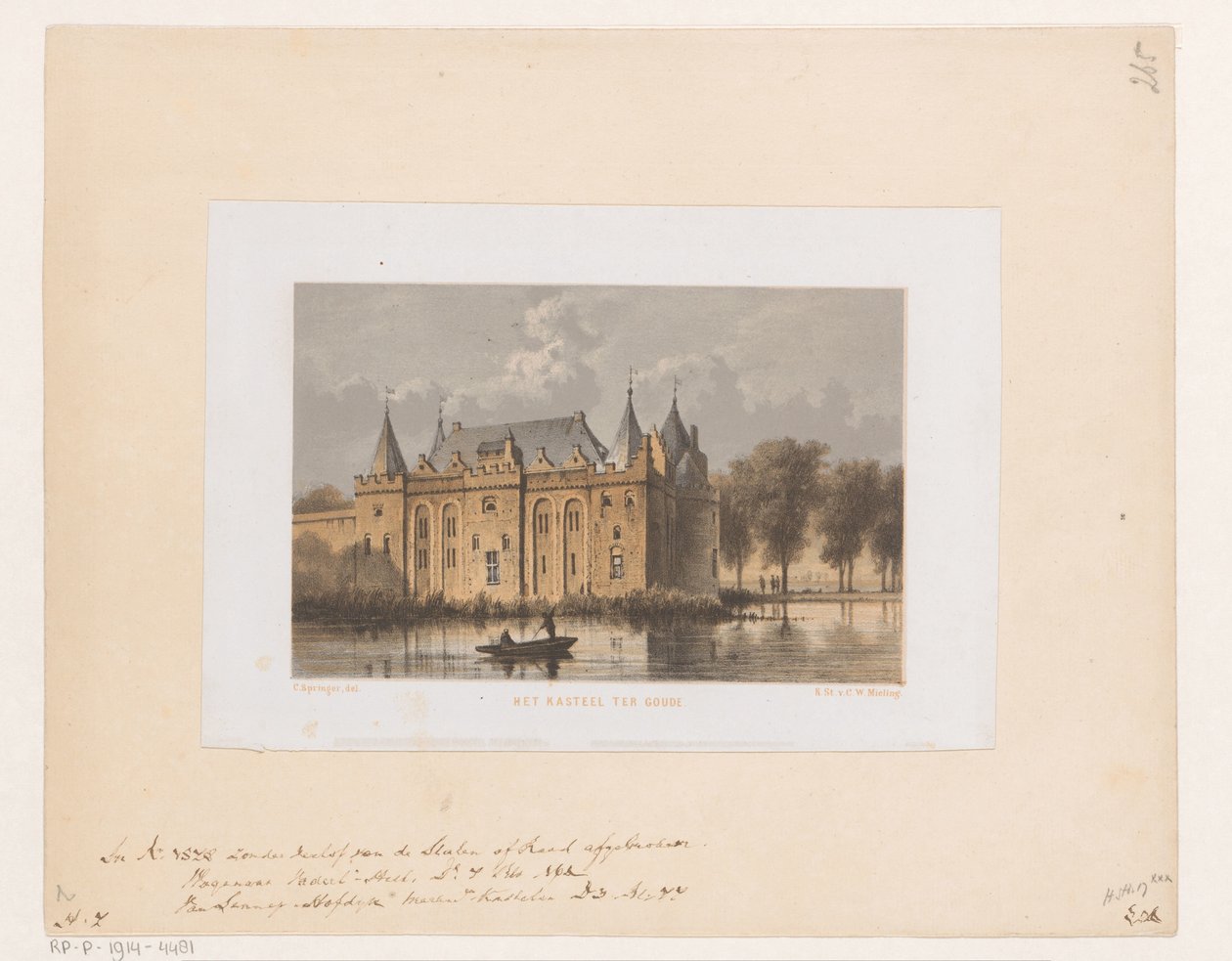Slottet i Gouda Slott ter Goude (tittel på objekt) av Cornelis Springer