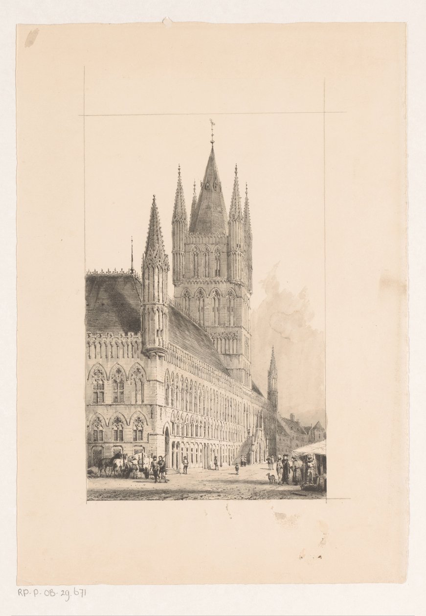 Cloth Hall of Ypres Rådhus fra det trettende århundre av Cornelis Springer