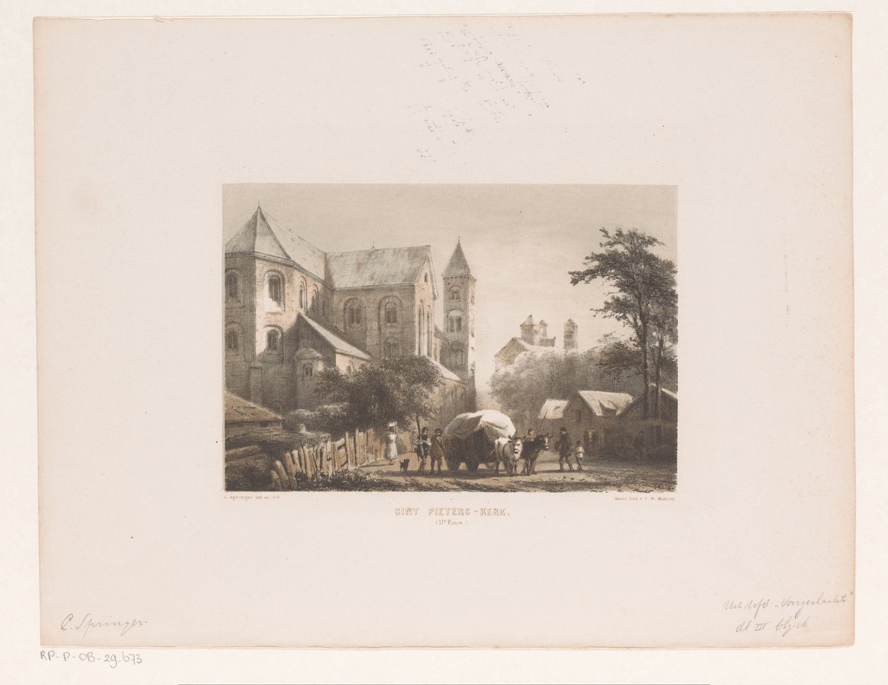 Runderen met wagen voor elfde-eeuwse kerk Sint Pieters-kerk (11e Eeuw) (title on object)   1374849   no       norwegian Successfully Translated  Original: Seated Boy, Half-Length Translat: Seated Boy, Half-Length 1280774 no norwegian Successfully Translate av Cornelis Springer