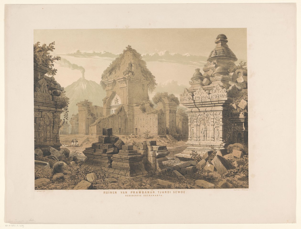 Ruin av Tjandi Sehoe Ruinene av Prambanan. Tjandi Sewo. Residence Surakarta (tittel på objekt) av Cornelis Springer