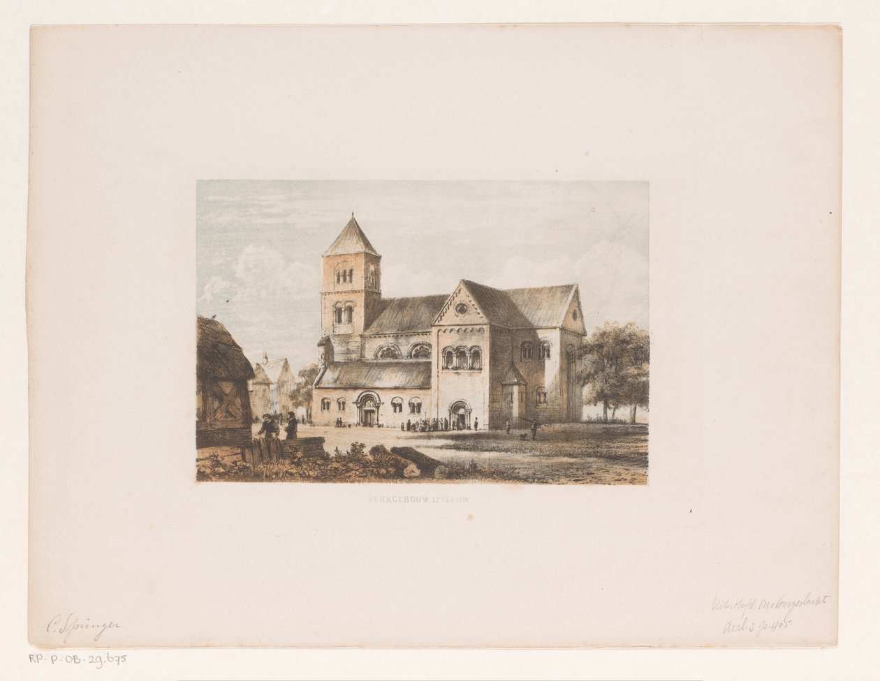 Det tolvte århundres kirke Kirkebygning 1100-tallet (tittel på objekt) av Cornelis Springer