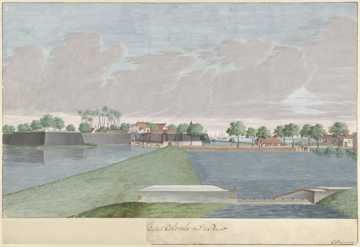 Utsikt over Colombo fra De Beer-landingen (...) Casteel Colombo van de Beer (tittel på objekt) av Cornelis Steiger