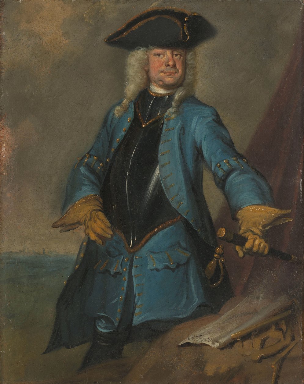 Gerrit Sichterman (1688-1730). Generalkvartermester for kavaleriet, oberst for Oranje-Groningen infanteriregiment, kommandant for Grave av Cornelis Troost (signed by artist)