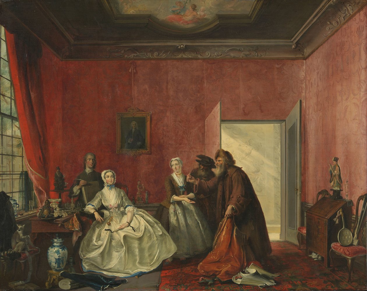 Joanna og de jødiske kjøpmennene av Cornelis Troost (signed by artist)