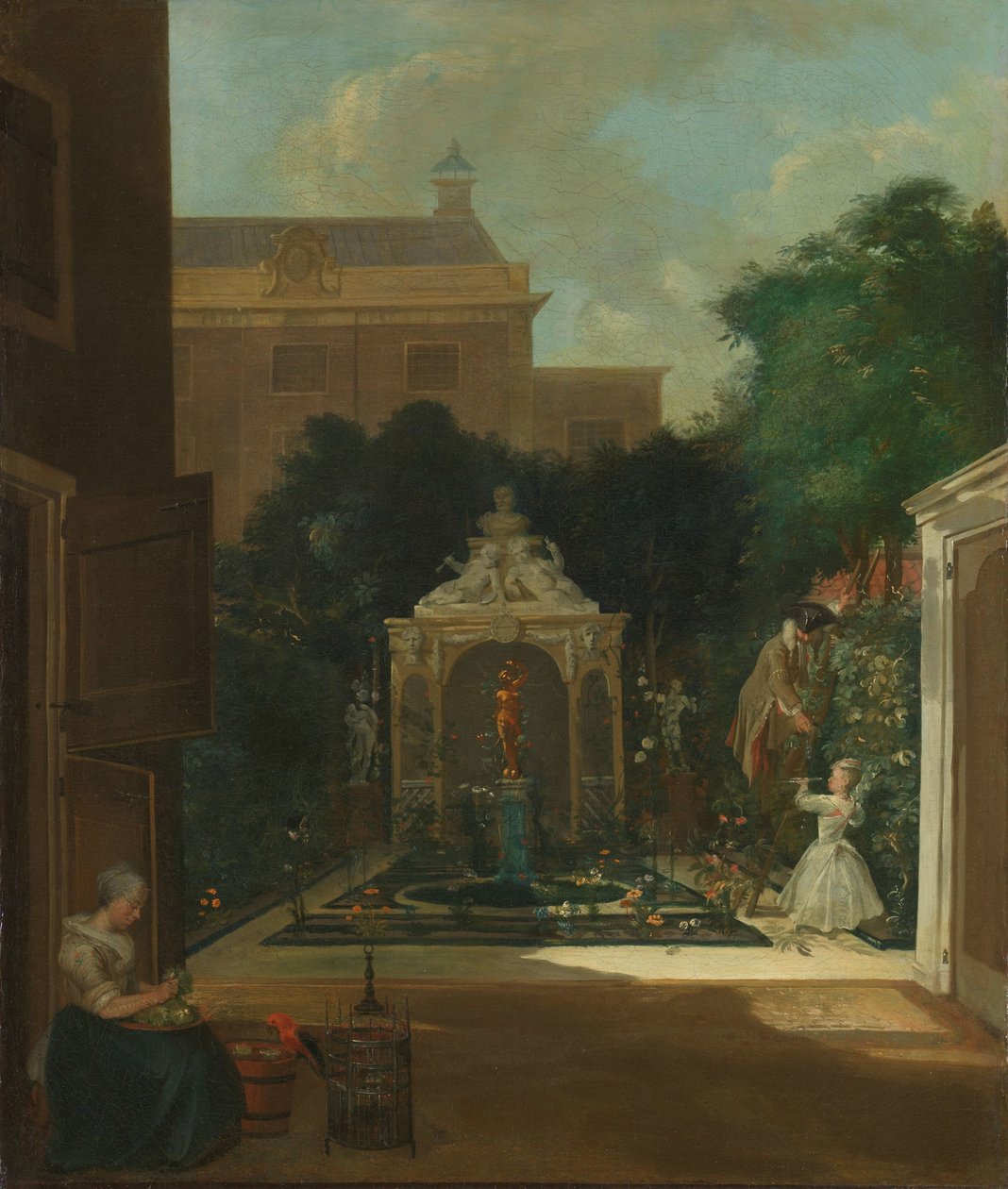 En Amsterdam Canal House Garden En byhage i Amsterdam av Cornelis Troost