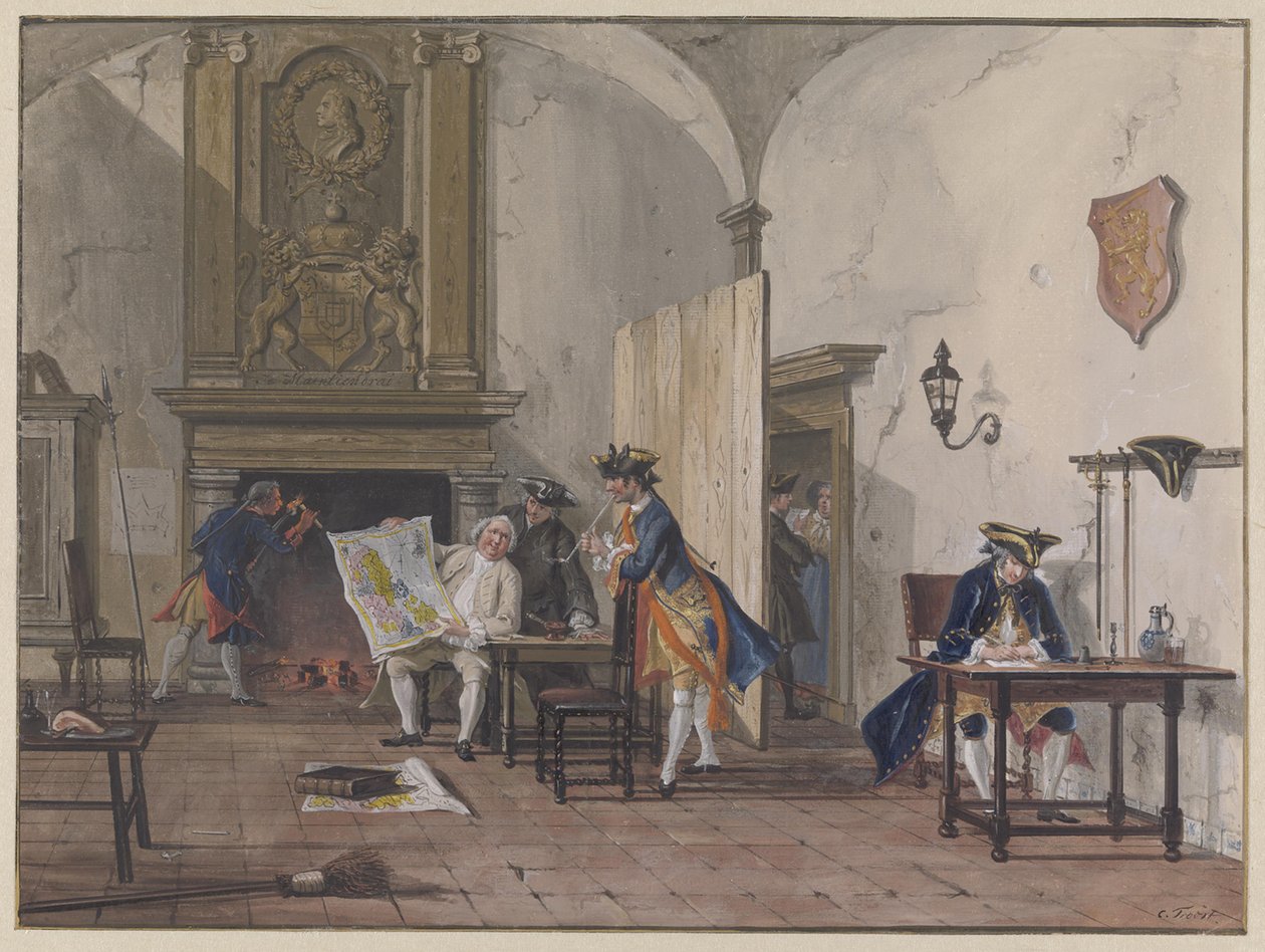 Offiserer i en vaktstue av Cornelis Troost